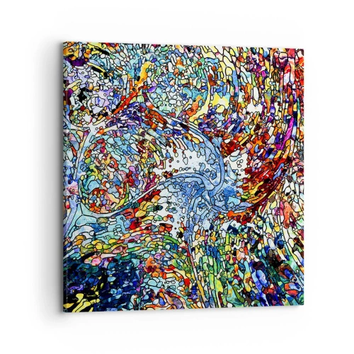 Quadro em tela - Vitrais gotejantes - 70x70 cm