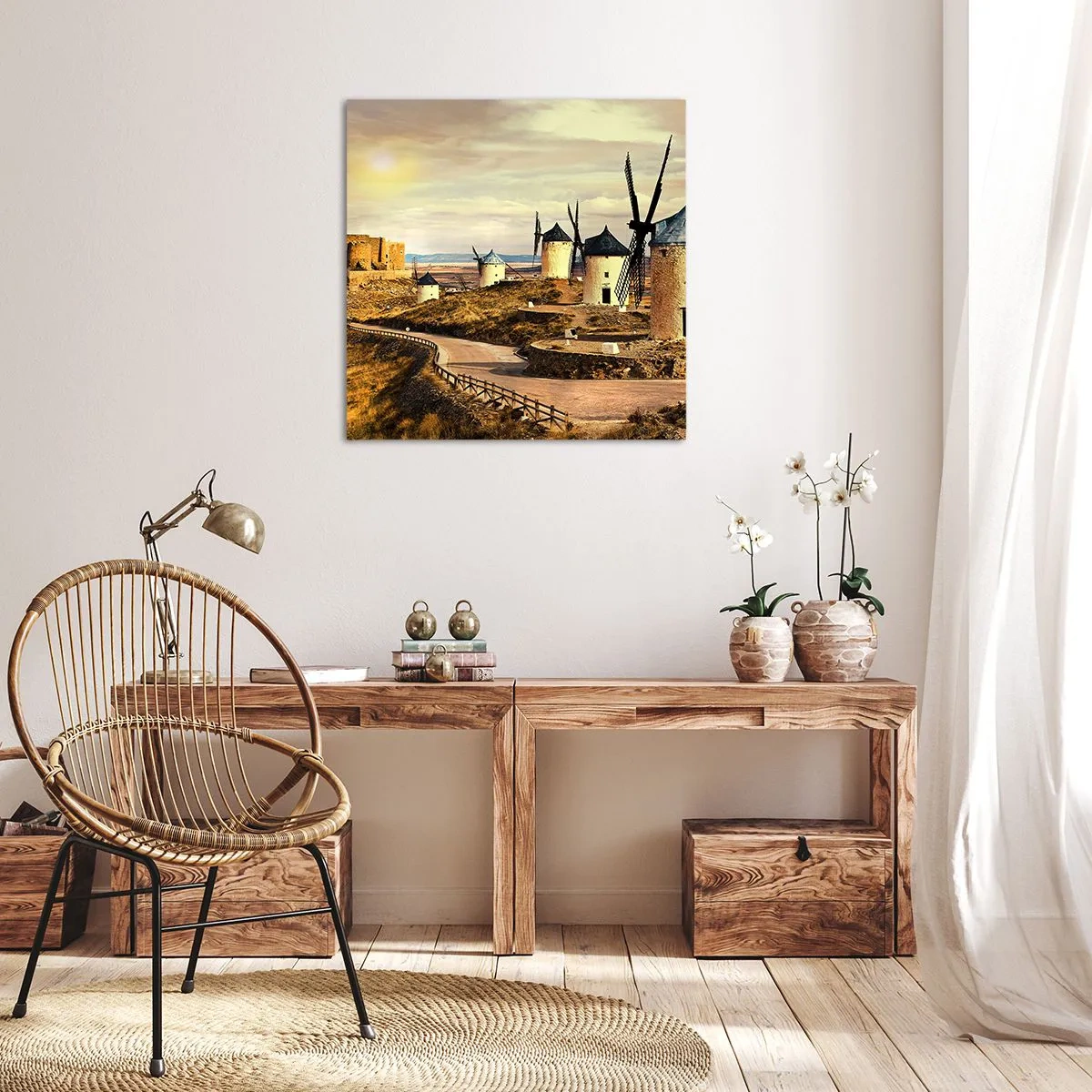 Quadro em tela - Dom Quixote está prestes a aparecer - 50x50 cm