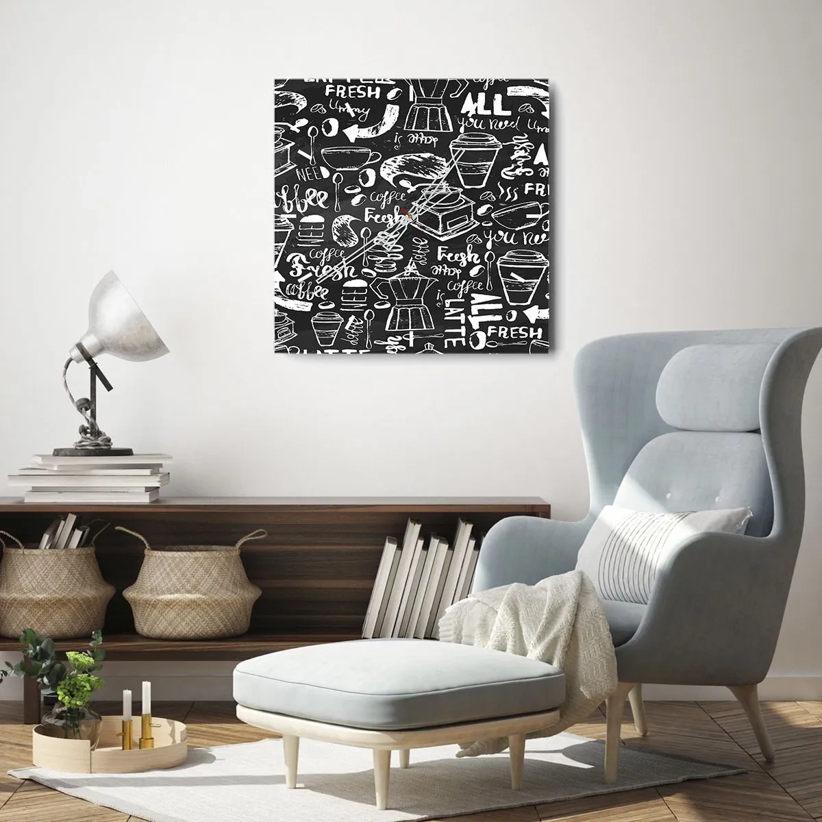 Relógio de parede - Relógio em vidro - Tudo o que precisa é... - 40x40 cm