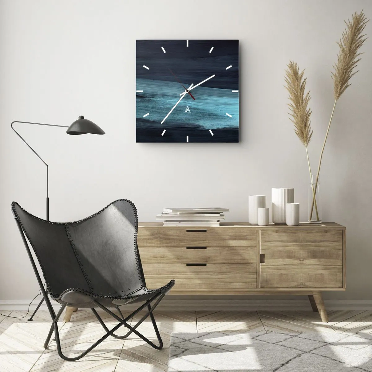 Relógio de parede - Relógio em vidro - Vá com o fluxo - 40x40 cm