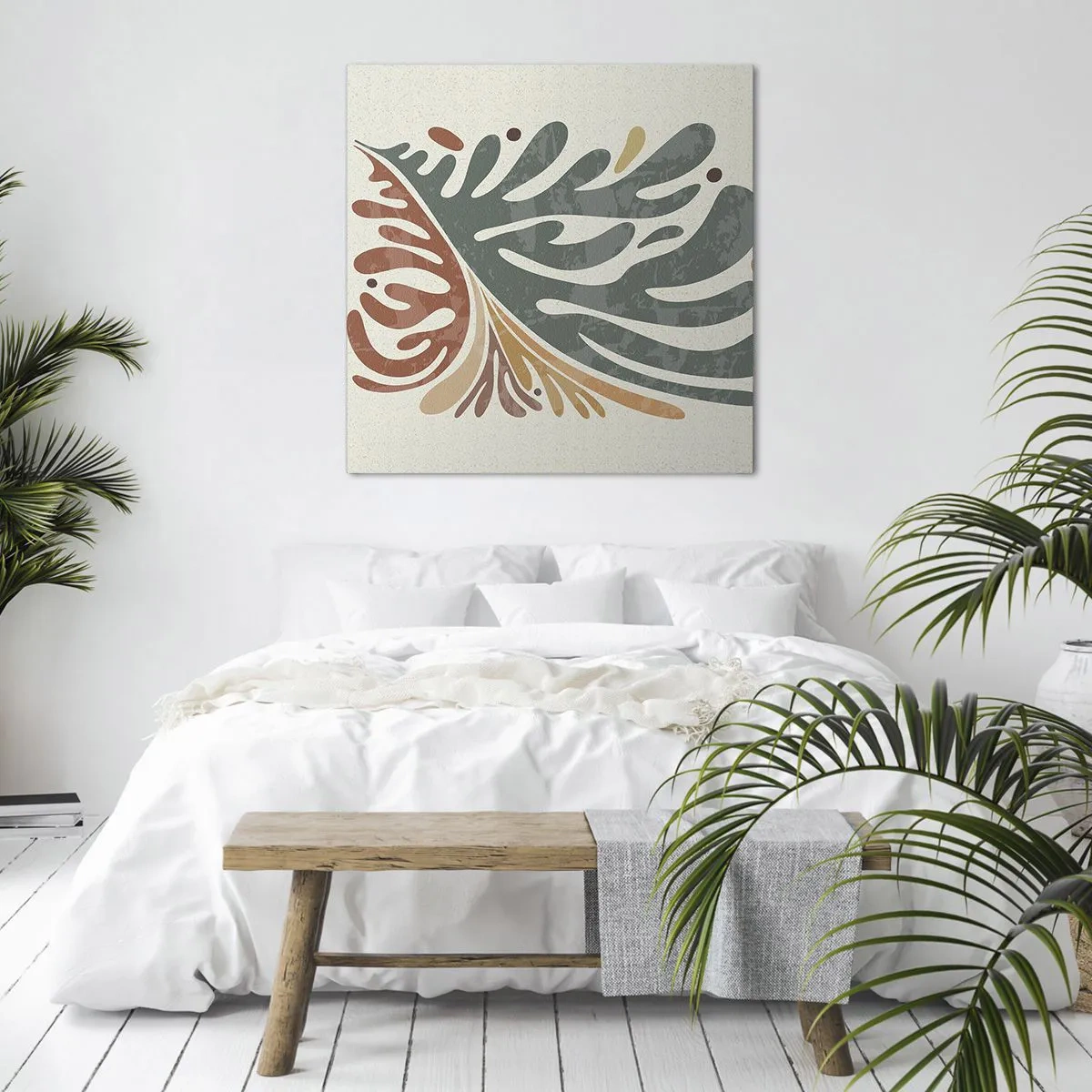 Quadro em tela - Folha multicolorida - 40x40 cm