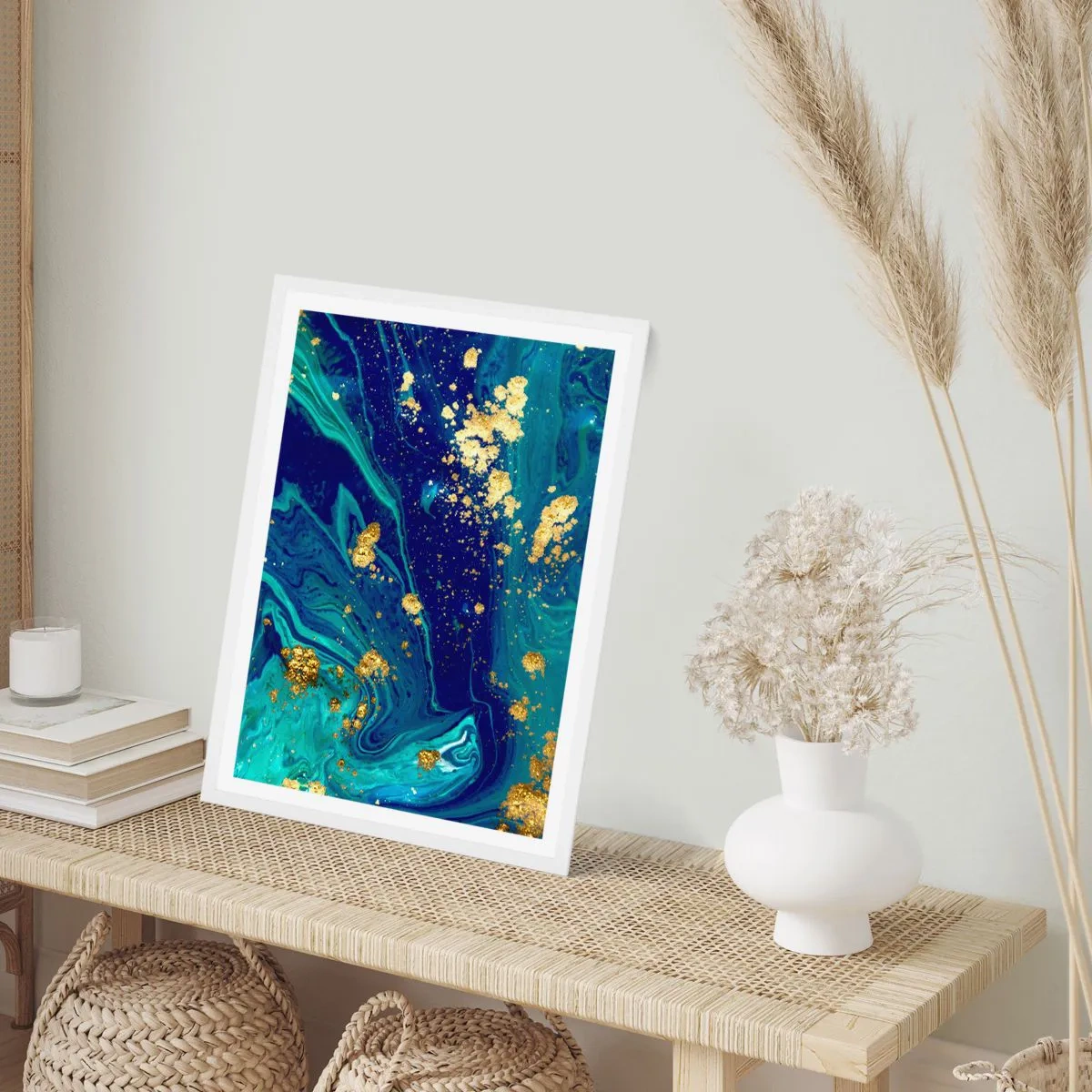 Pôster em moldura branca - Flocos de sol  - 70x100 cm