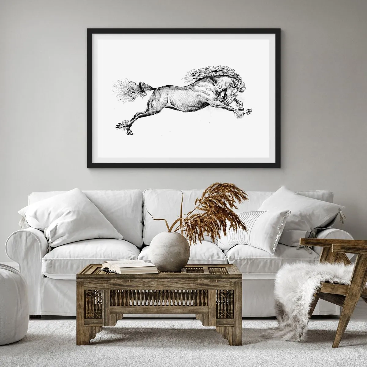 Pôster com moldura preta - Parado a galope - 91x61 cm