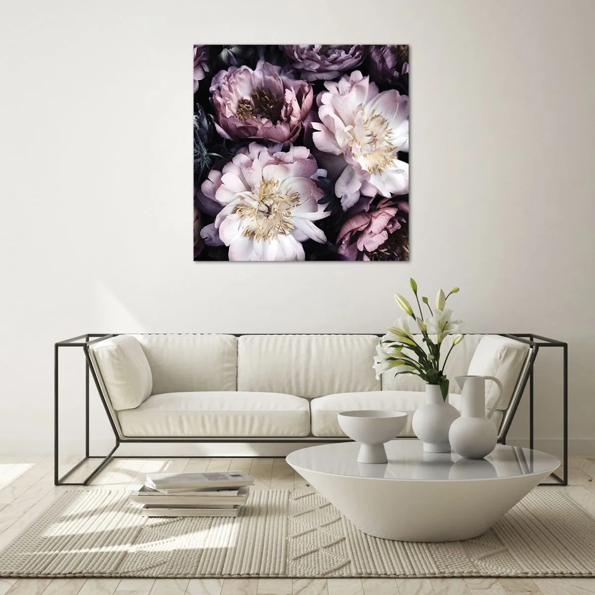 Quadro em vidro - Bouquet à moda antiga - 30x30 cm