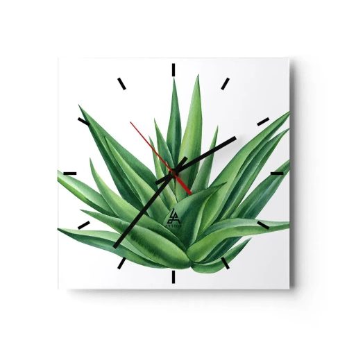 Relógio de parede - Relógio em vidro - Verde – força – vida - 30x30 cm