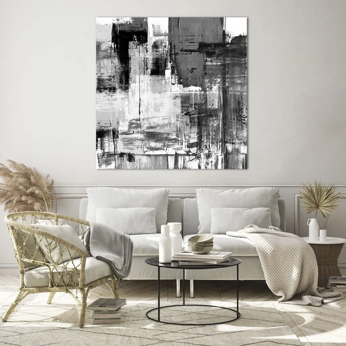 Quadro em vidro - O cinza é lindo - 70x70 cm