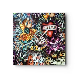 Relógio de parede - Relógio em vidro - O sonho do tatuador - 30x30 cm