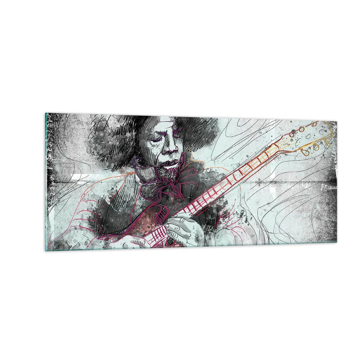 Quadro em vidro - Nas ondas da música - 100x40 cm