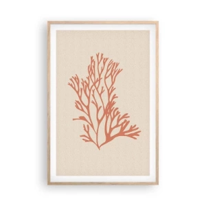 Pôster com moldura de carvalho claro - Filigrana coral - 61x91 cm