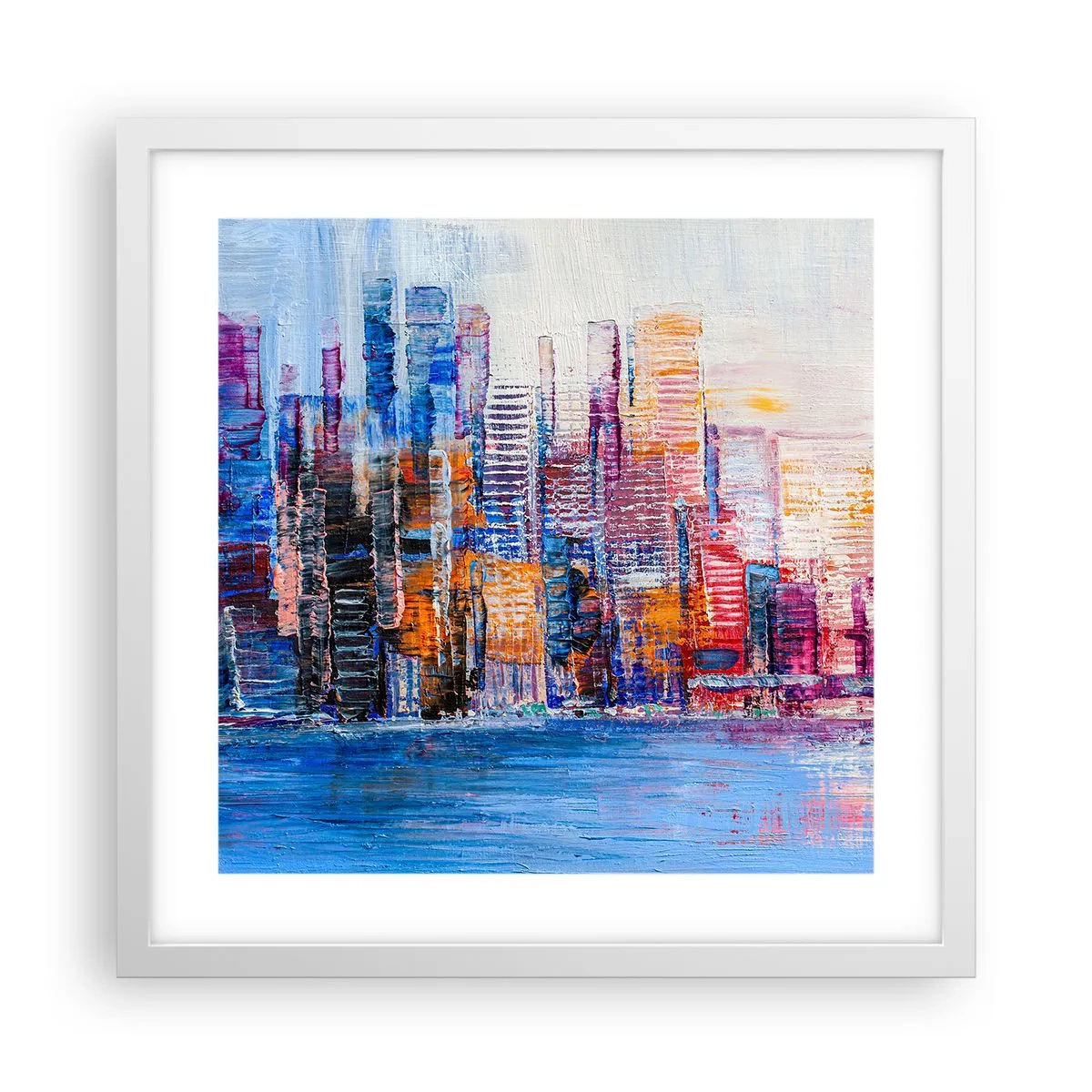 Pôster em moldura branca - Metrópole alegre - 40x40 cm