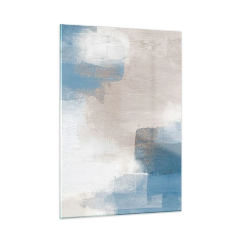 Quadro em vidro - Abstração rosa atrás da cortina azul - 50x70 cm