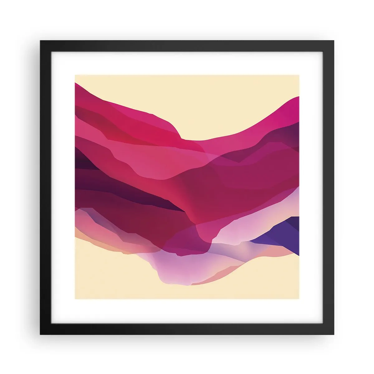 Pôster com moldura preta - Ondas de roxo - 40x40 cm