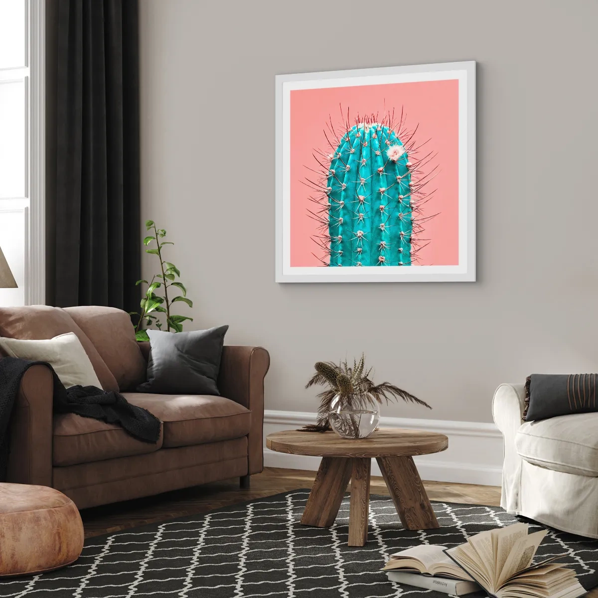 Pôster em moldura branca - Apenas olhe - 30x30 cm