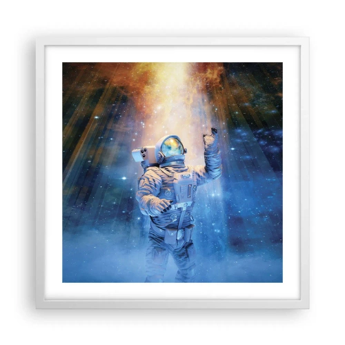 Pôster em moldura branca - Finalmente chegamos - 50x50 cm