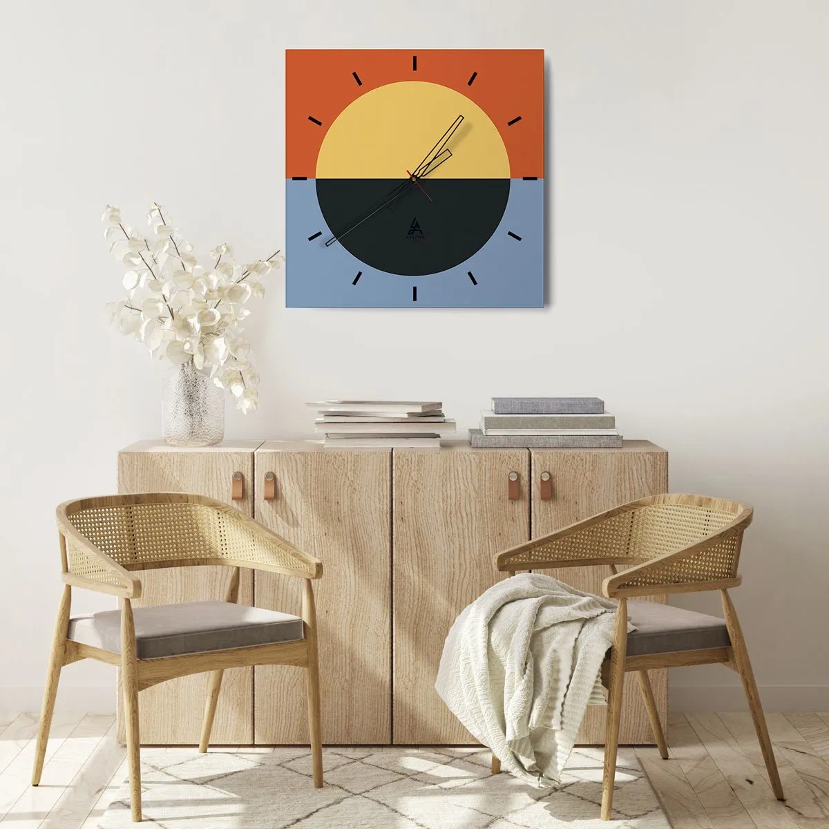 Relógio de parede - Relógio em vidro - Composição do calor e do frio - 30x30 cm