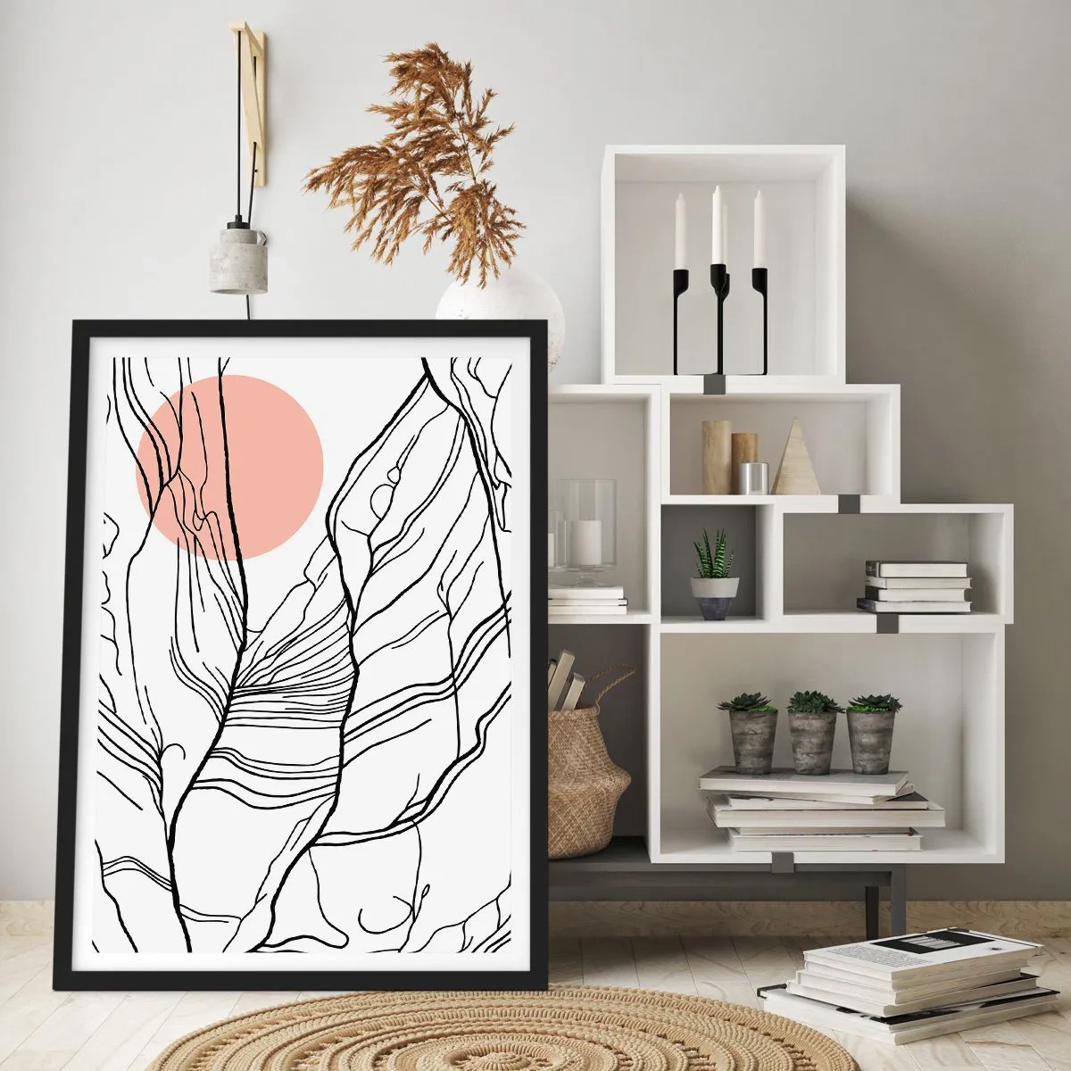 Pôster com moldura preta - Numa rede de galhos - 70x100 cm