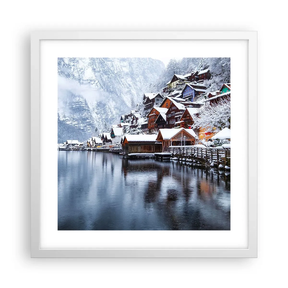 Pôster em moldura branca - Na decoração de inverno - 40x40 cm