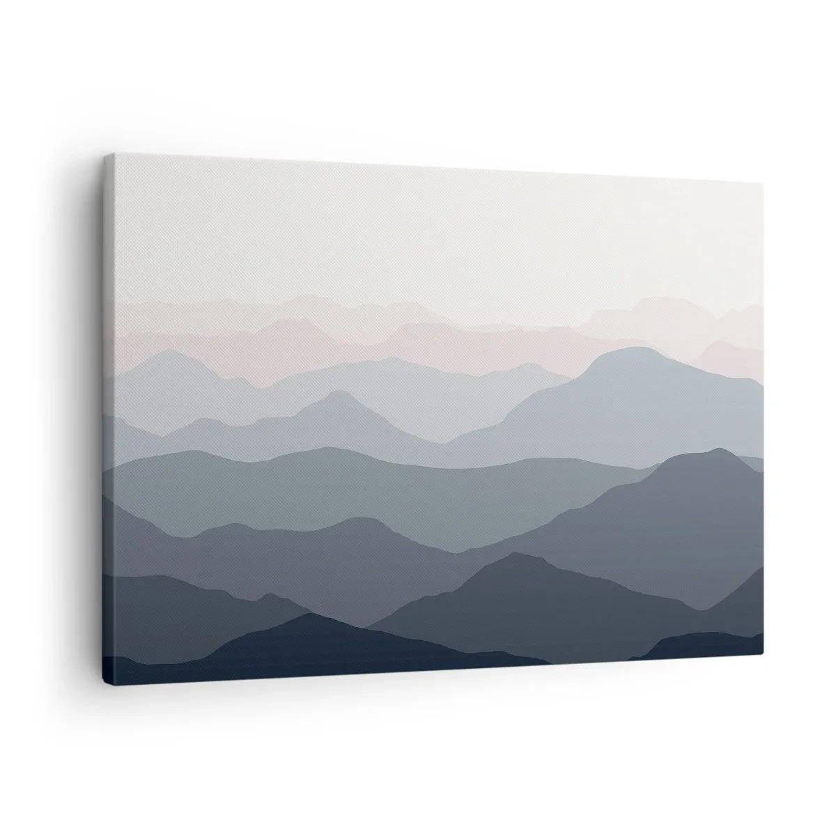 Quadro em tela - Camadas sutis de montanhas em tons de cinza e azul - 70x50cm - Ondas de montanha - Decoração de parede moderna para a sala de estar e quarto ARTTOR