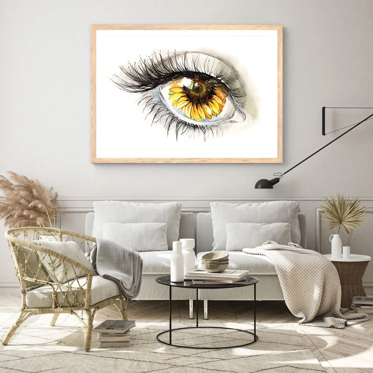 Pôster com moldura de carvalho claro - Um olhar tão quente como o verão - 40x30 cm