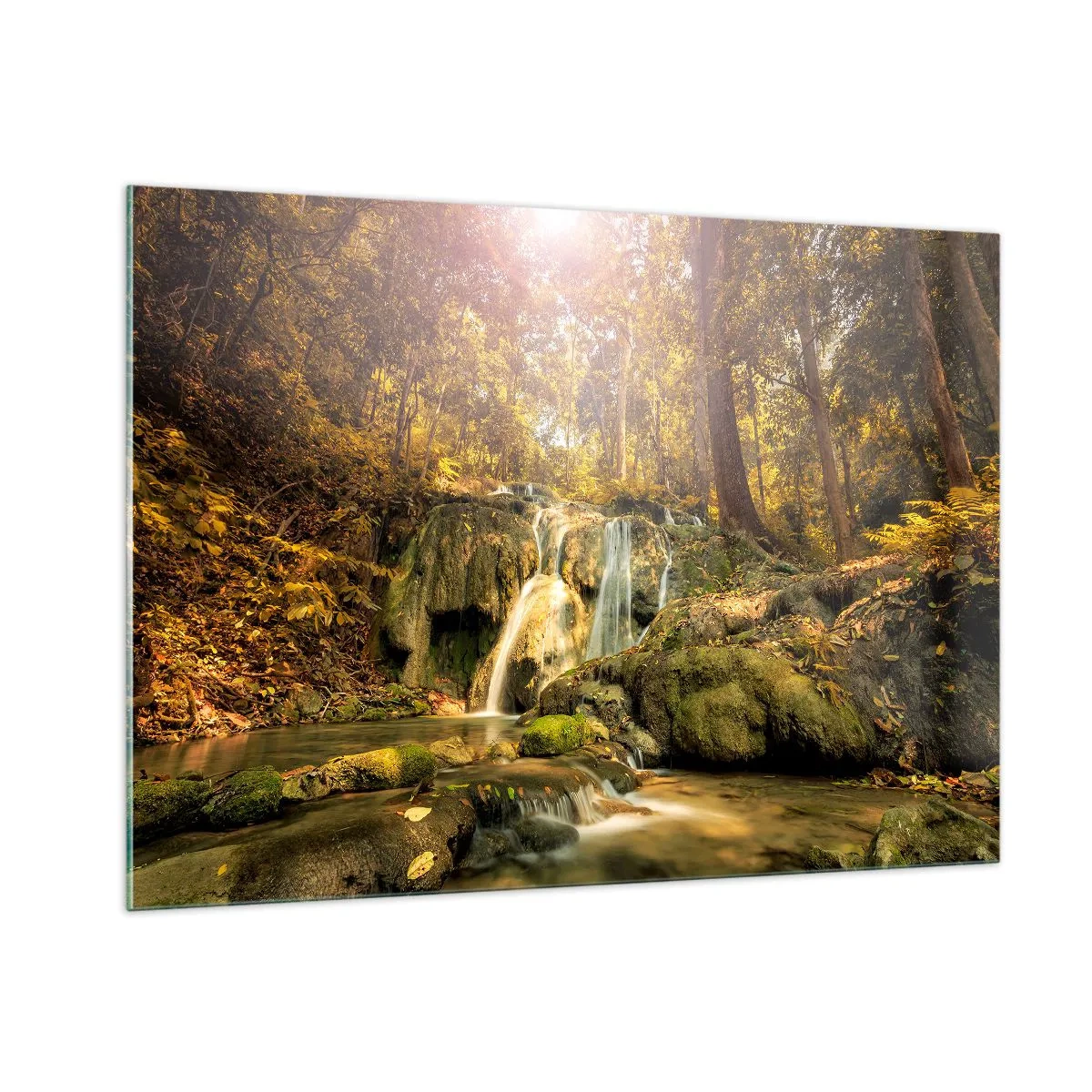 Quadro em vidro - Cascata na floresta - 100x70 cm