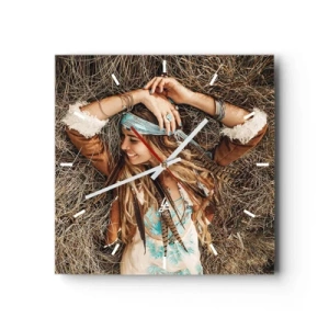 Relógio de parede - Relógio em vidro - A caminho do verão do amor - 40x40 cm