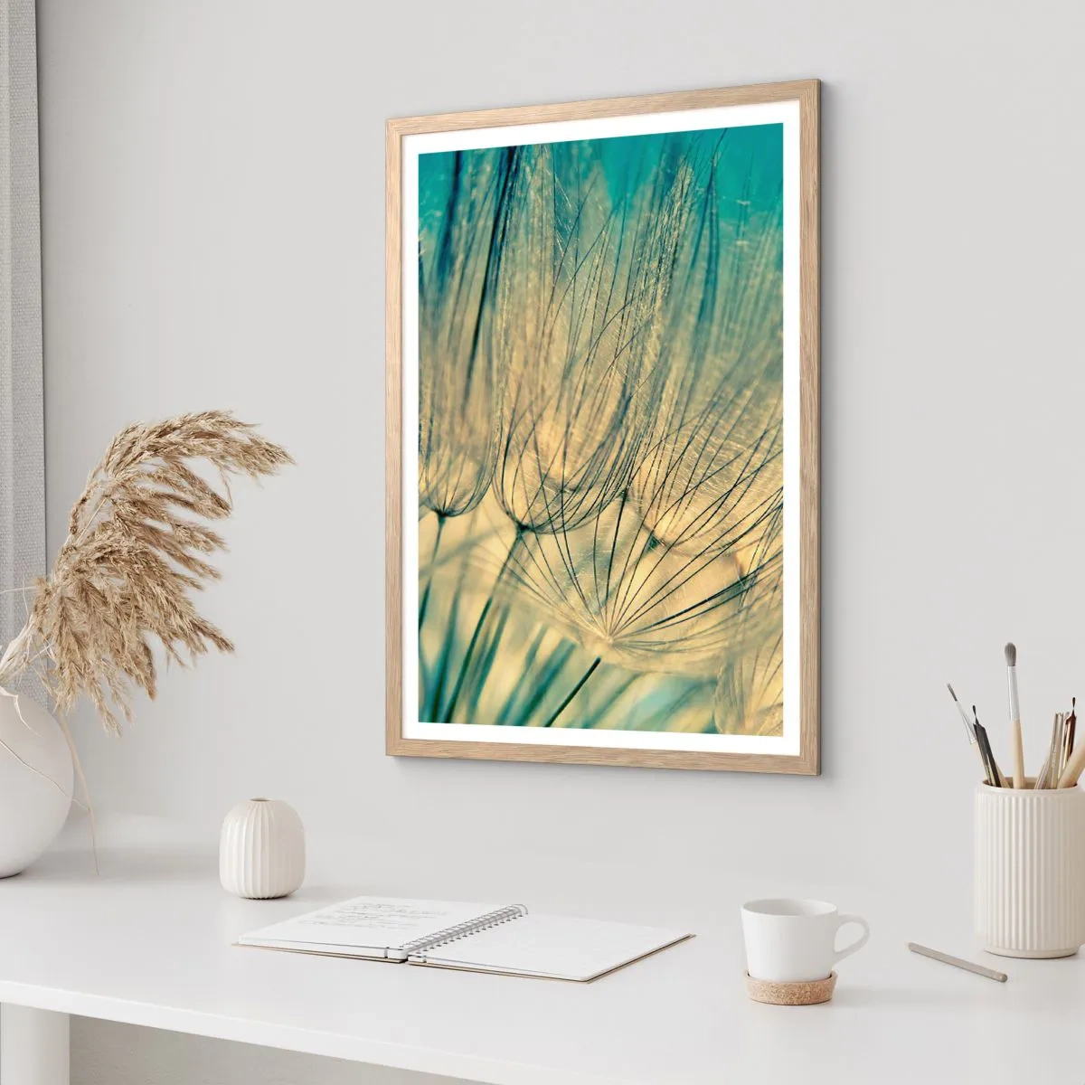 Pôster com moldura de carvalho claro - À espera do vento - 70x100 cm