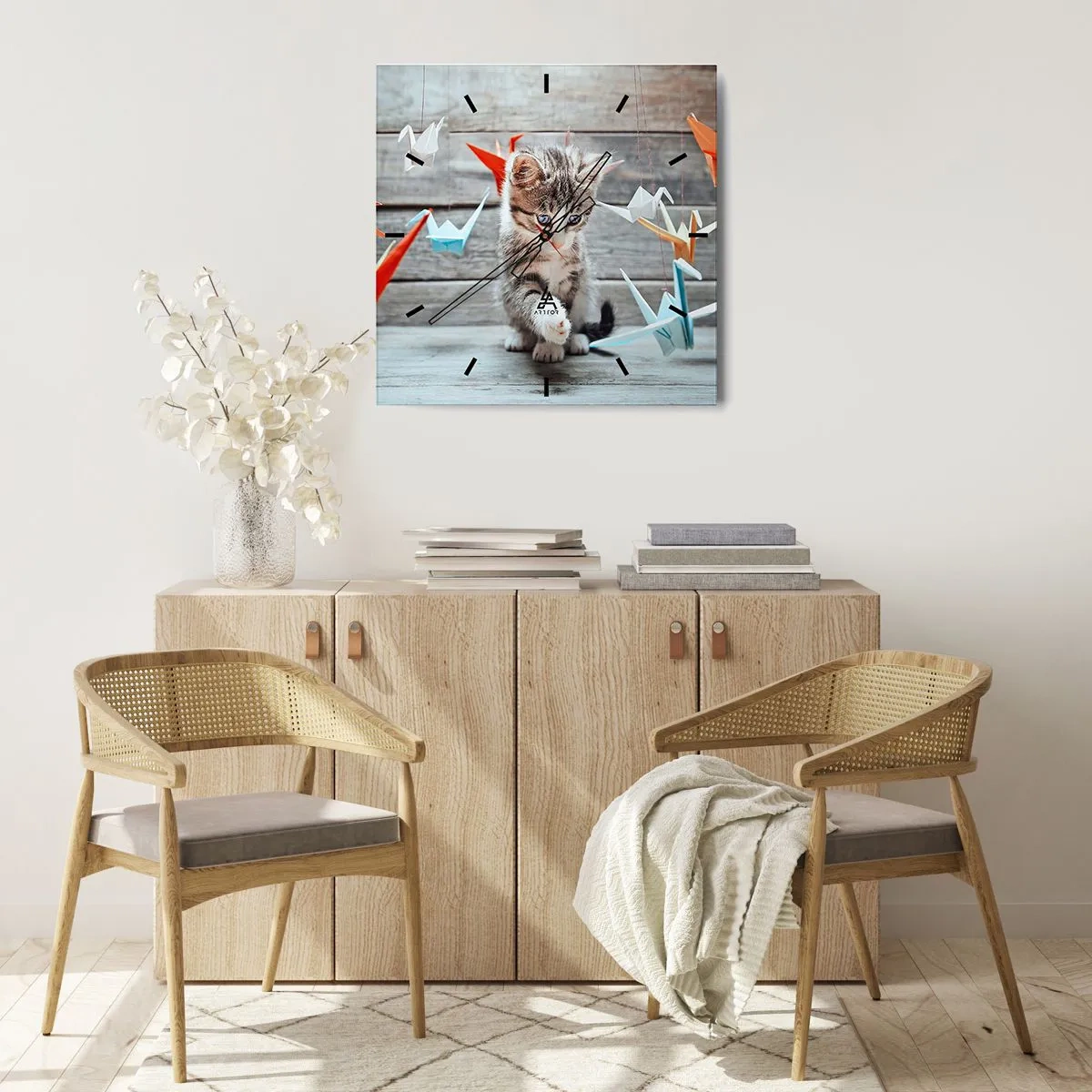 Relógio de parede - Relógio em vidro - Primeira lição - 40x40 cm