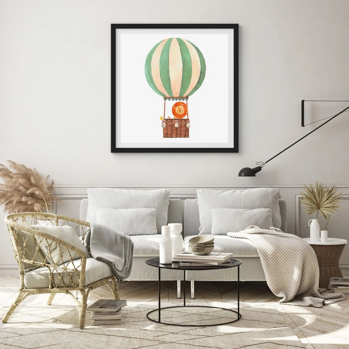 Pôster com moldura preta - As viagens de Leon - 40x40 cm