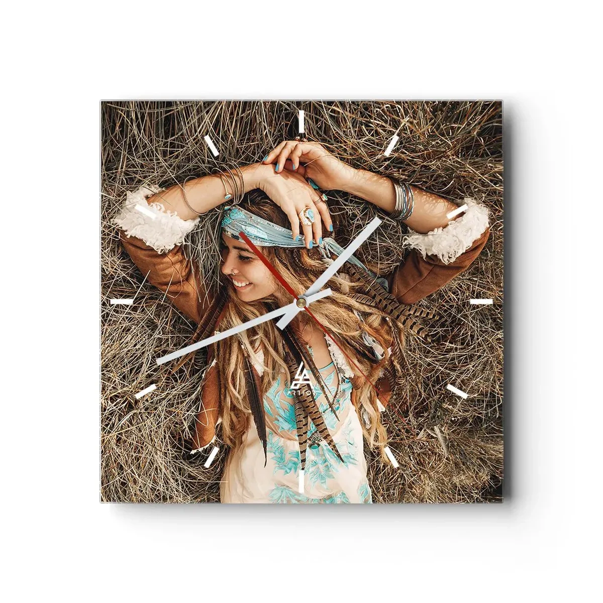 Relógio de parede - Relógio em vidro - A caminho do verão do amor - 40x40 cm