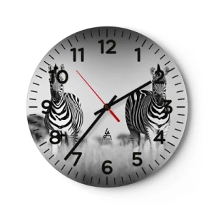 Relógio de parede - Relógio em vidro - De fato, o mundo é a preto e branco - 40x40 cm