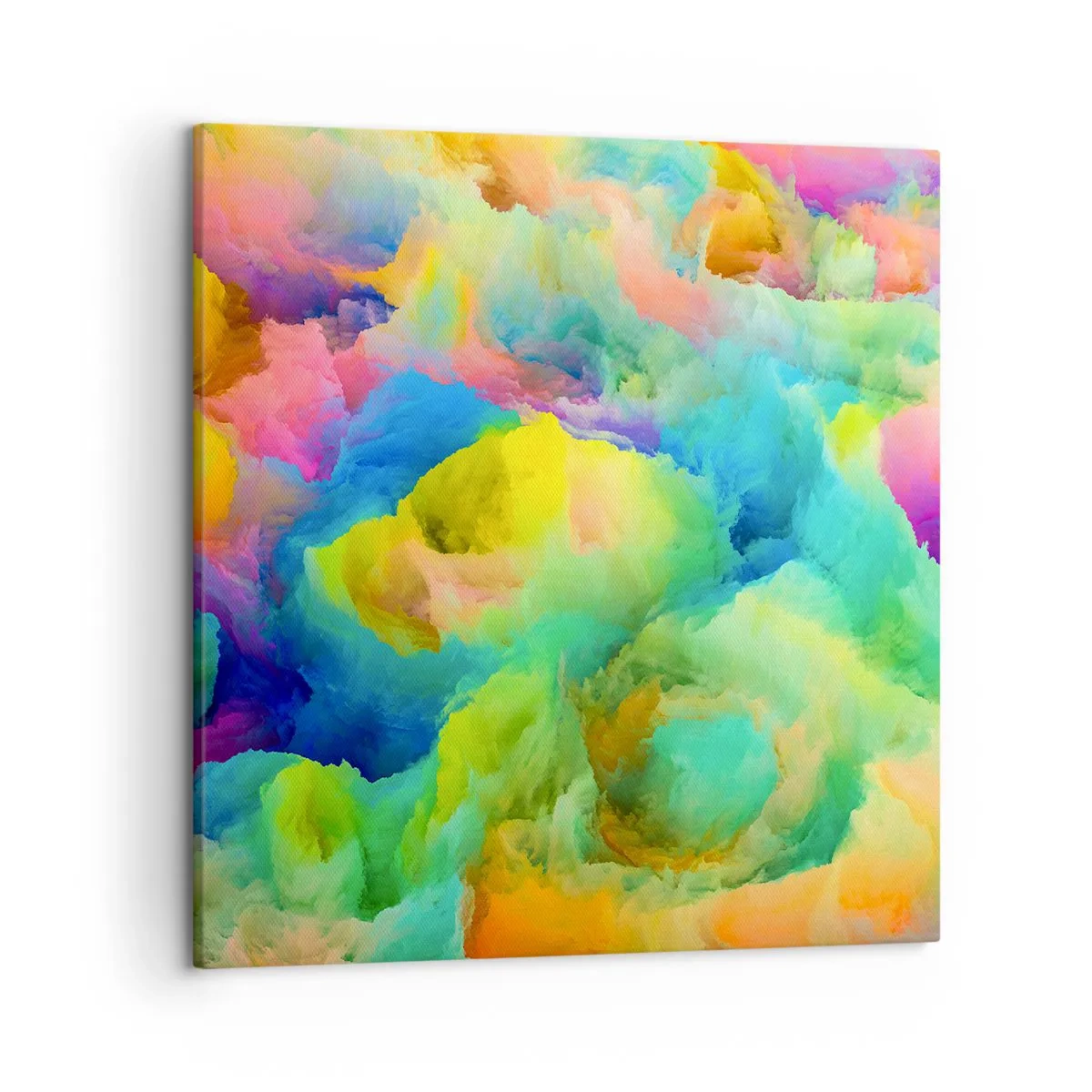 Quadro em tela - Penugem arco-íris - 50x50 cm