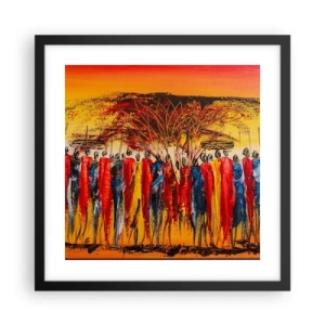 Pôster com moldura preta - Lá, lá, lá vão eles - 40x40 cm