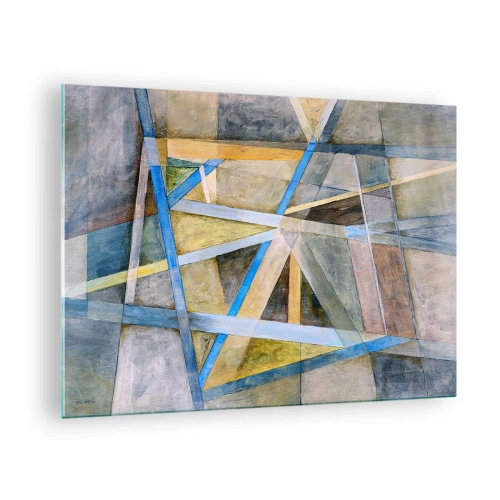 Quadro em vidro - Composição abstrata com formas geométricas - 70x50cm - Em linha reta ou na diagonal? - Decoração de parede moderna para a sala de estar e quarto ARTTOR
