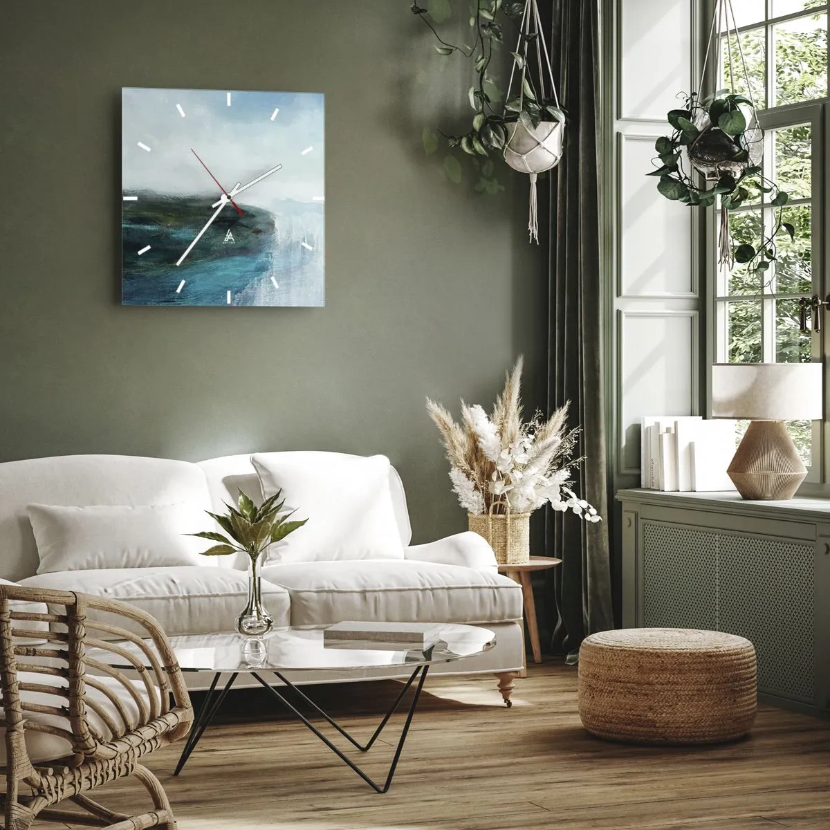 Relógio de parede - Relógio em vidro - Abstração náutica - 30x30 cm