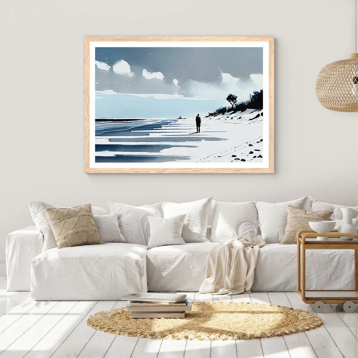 Pôster com moldura de carvalho claro - Sozinho - 100x70 cm