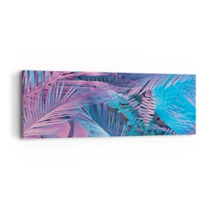 Quadro em tela - Trópicos em rosa e azul - 90x30 cm