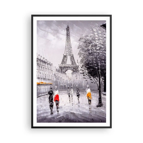 Pôster com moldura preta - Passeio em Paris - 70x100 cm