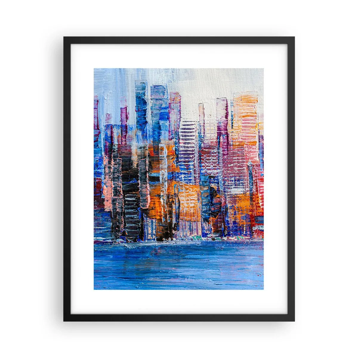 Pôster com moldura preta - Metrópole alegre - 40x50 cm