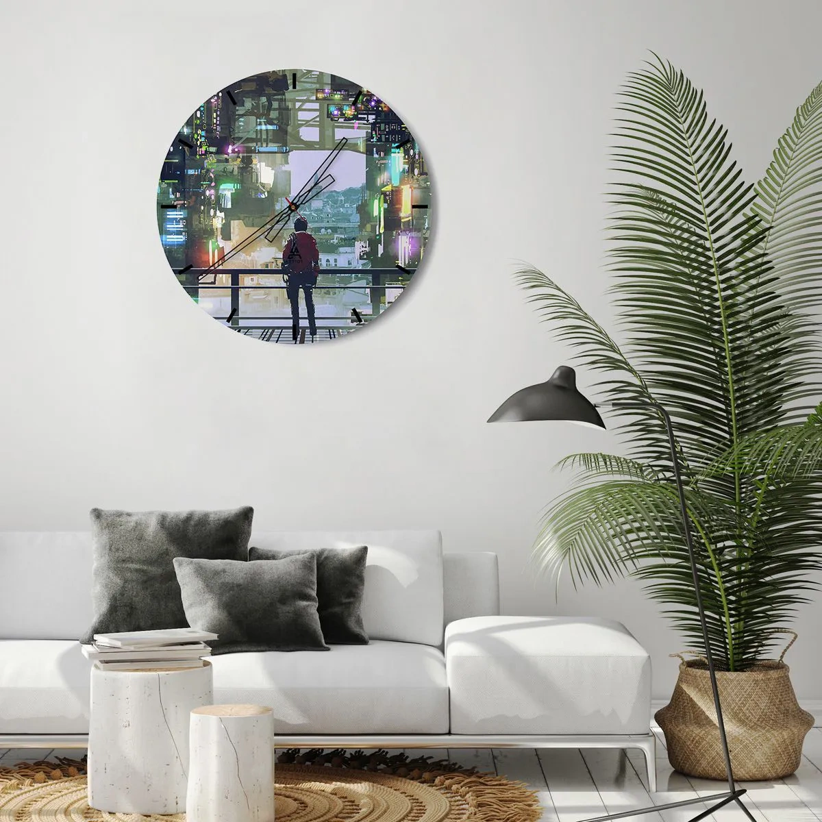 Relógio de parede - Relógio em vidro - Dois mundos - 40x40 cm