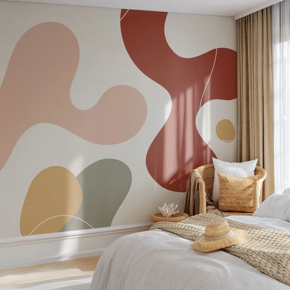 Papel de Parede Premium Canvas - Ziguezagues ornamentais - Abstração, Pedaço, Imaginação - 350x256 cm