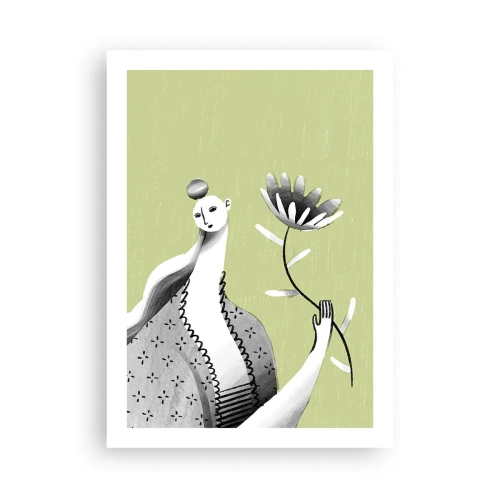 Pôster - Retrato modernista – segurando uma flor - 50x70 cm