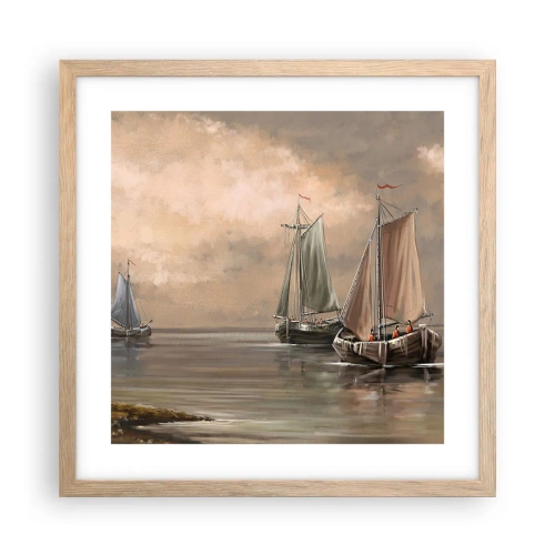 Pôster com moldura de carvalho claro - Regresso dos marinheiros - 40x40 cm