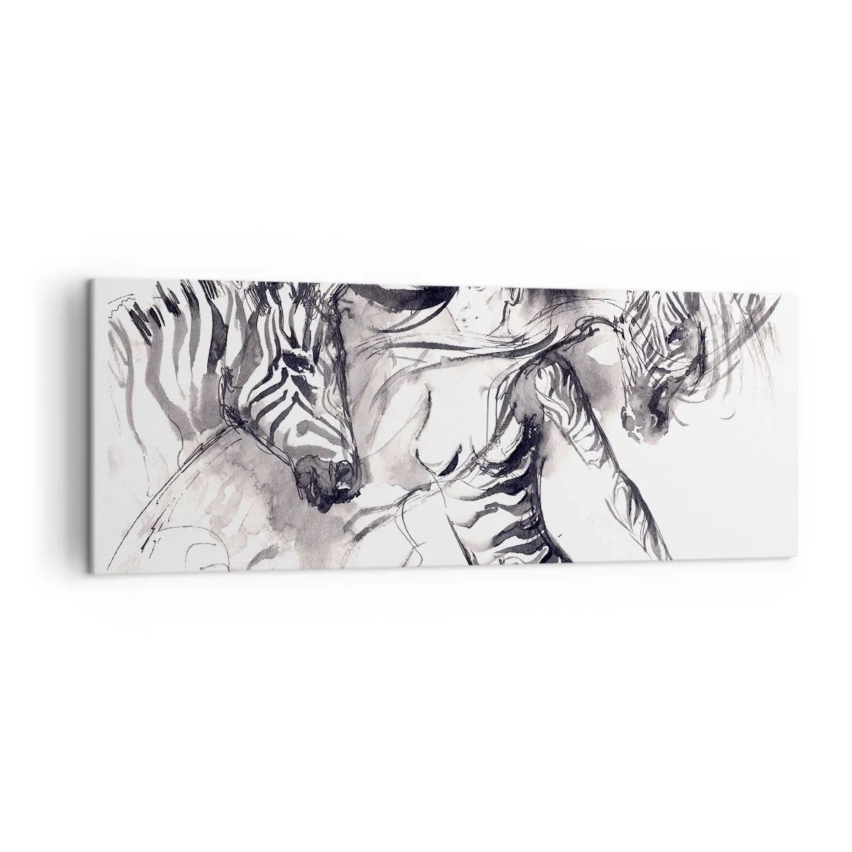 Quadro em tela - Dançando com as zebras - 140x50 cm