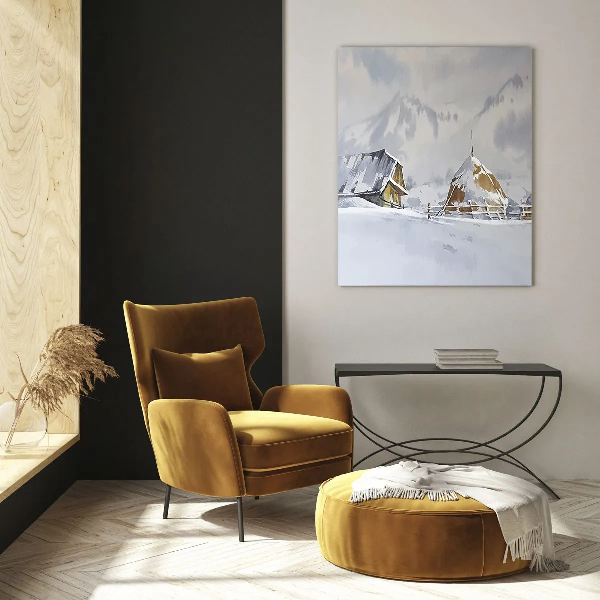 Quadro em vidro - No vale nevado - 70x100 cm
