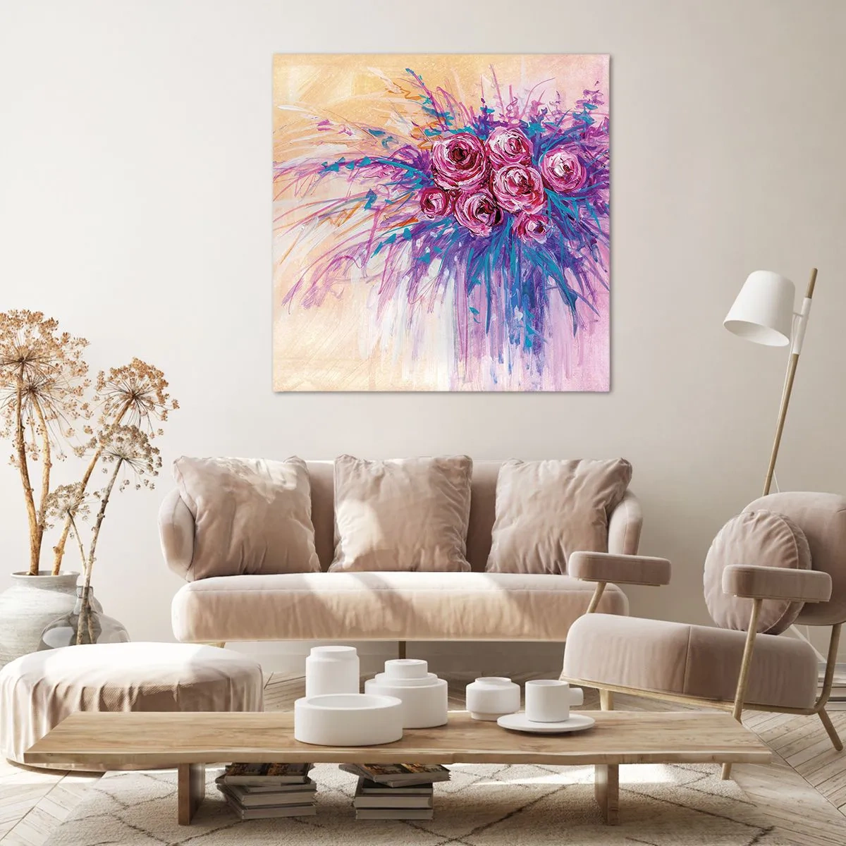 Quadro em tela - Fonte de rosas - 60x60 cm