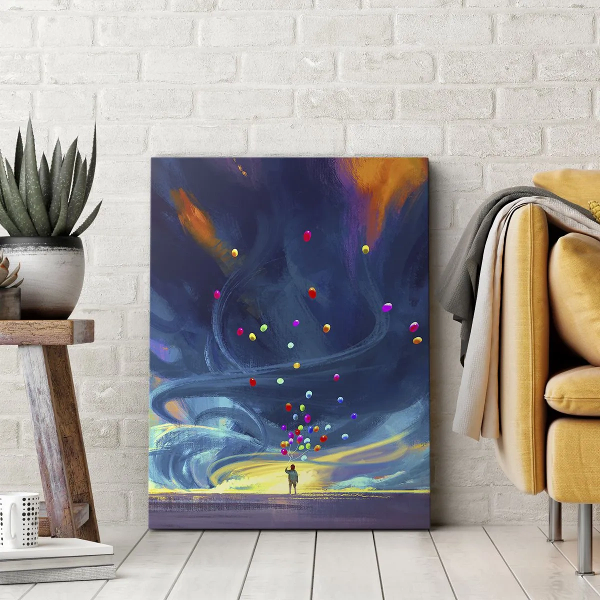 Quadro em tela - Ao vento azul - 55x100 cm