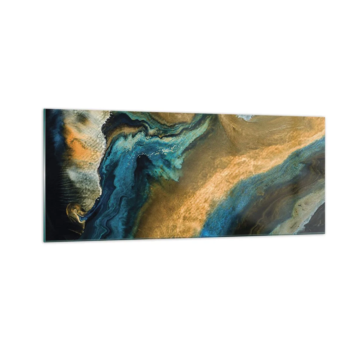 Quadro em vidro - Azul – amarelo – influências mútuas - 100x40 cm