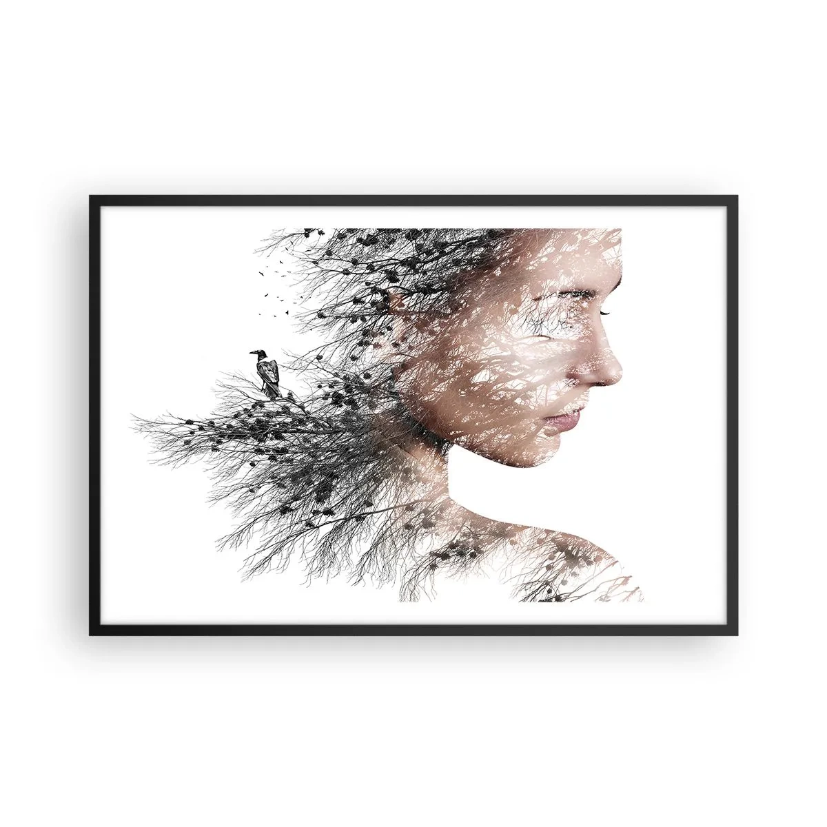 Pôster com moldura preta - Espírito da floresta - 91x61 cm