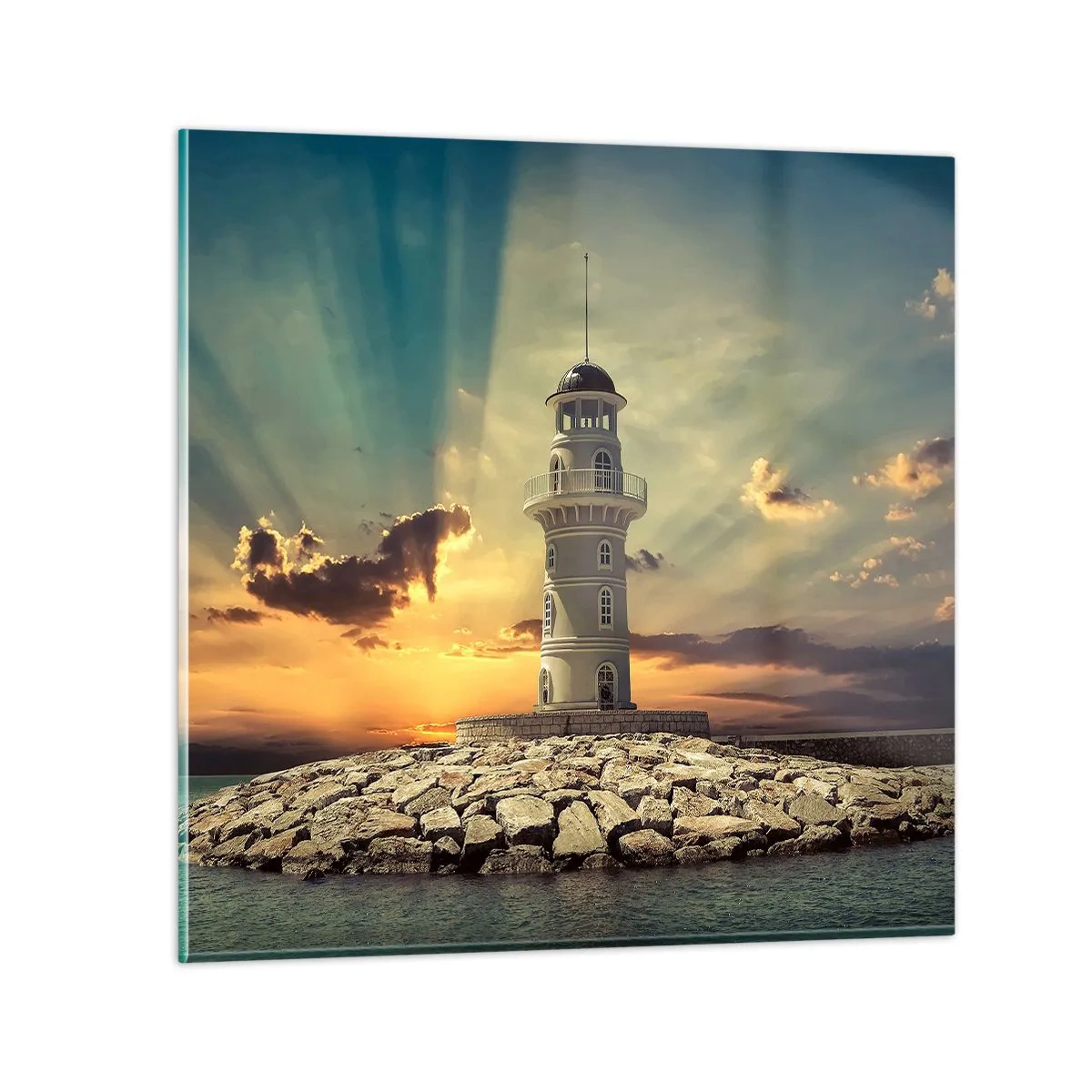 Quadro em vidro - Luz - Bondade - Beleza - 30x30 cm