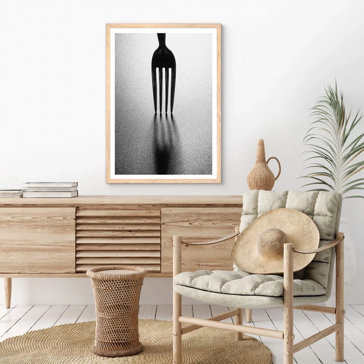 Pôster com moldura de carvalho claro - Luz e sombra - 50x70 cm